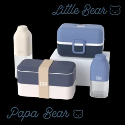Set lunch box parent/enfant bleu "Papa Bear/Little Bear"