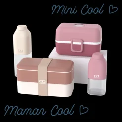 Set lunch box parent/enfant rose "Maman Cool/Mini Cool"